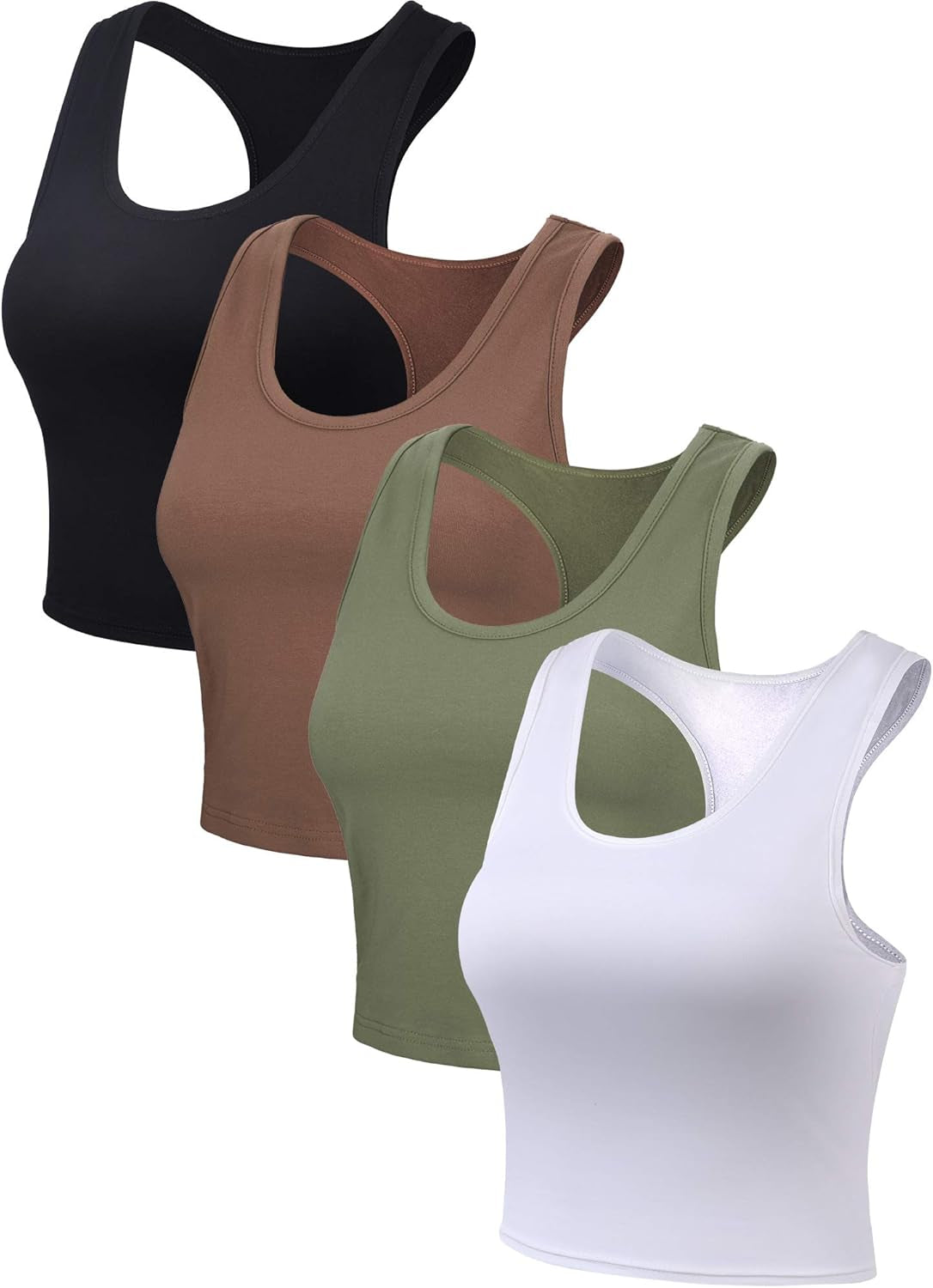 4 Pieces Basic Crop Tank Tops Sleeveless Racerback Crop Top for Women