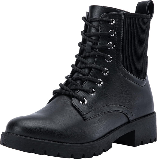 Womens' 916 | Ankle Boots | Combat Boots | Lace-Up Booties with inside Zipper