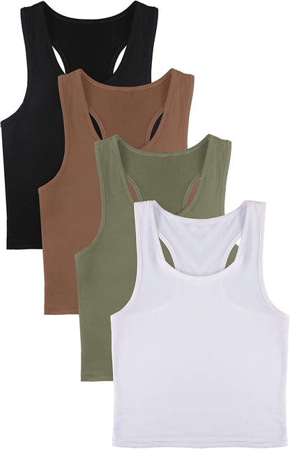 4 Pieces Basic Crop Tank Tops Sleeveless Racerback Crop Top for Women