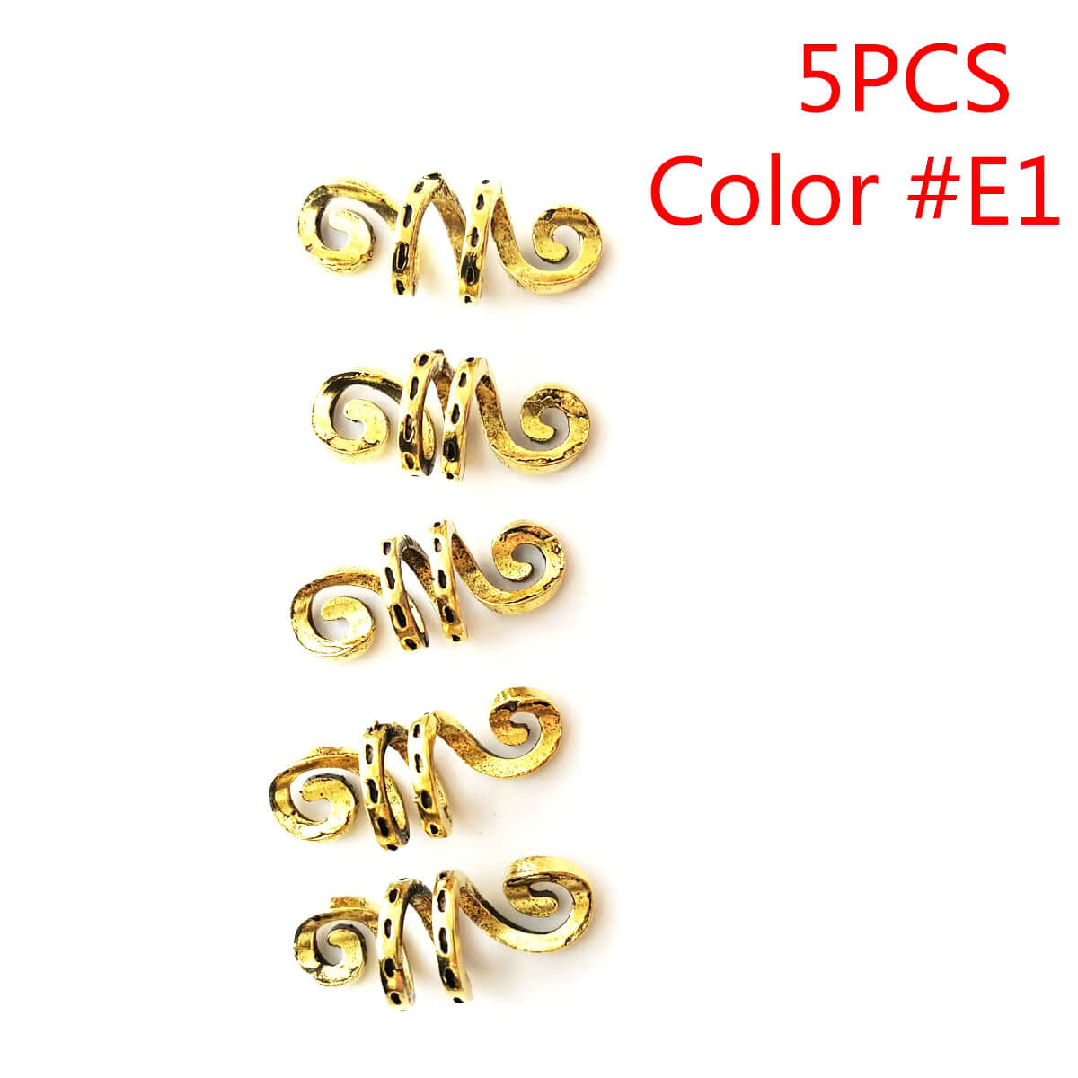 5Pcs Golden Viking Spiral Charms Hair Tubes Braid Dread Dreadlock Beads Clips Cuffs Rings Hair Accessories Woman