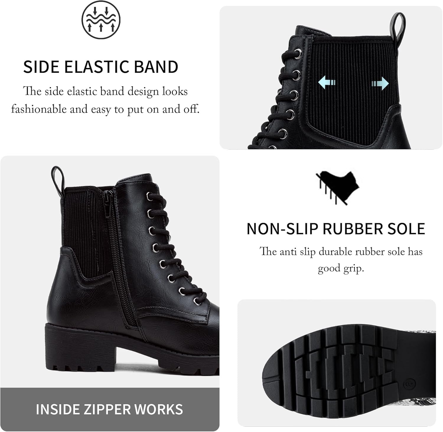 Womens' 916 | Ankle Boots | Combat Boots | Lace-Up Booties with inside Zipper