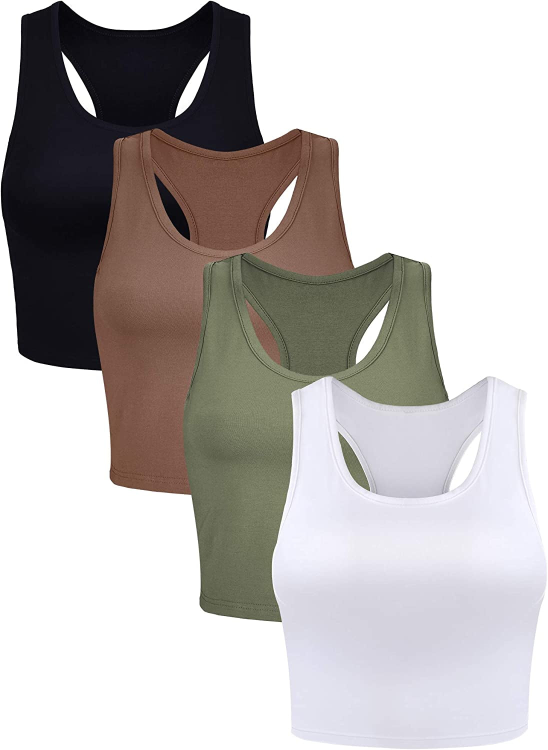 4 Pieces Basic Crop Tank Tops Sleeveless Racerback Crop Top for Women