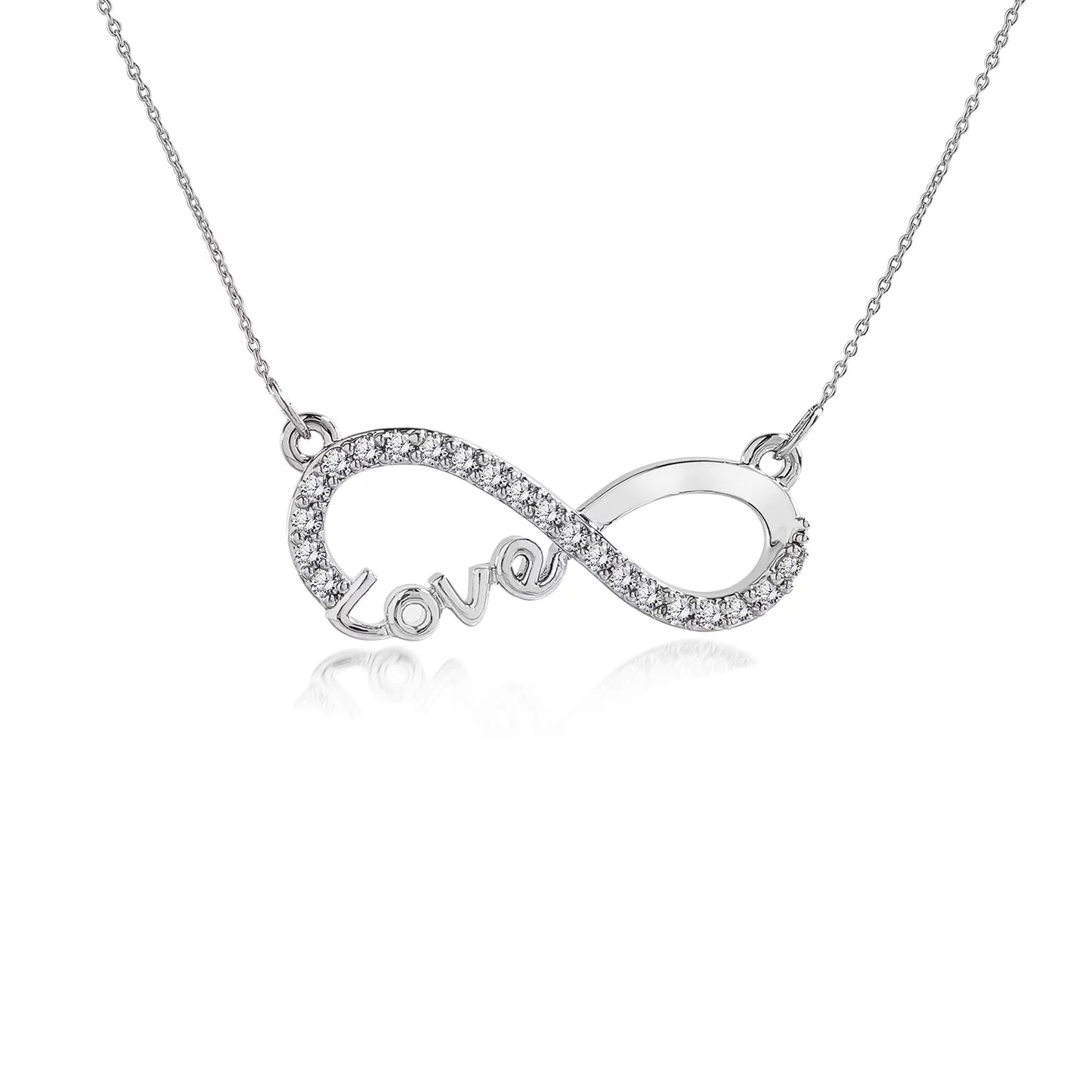 Infinity Love Pendant Necklace - Meaningful for Her - Anniversary Gift in 18K White Plated